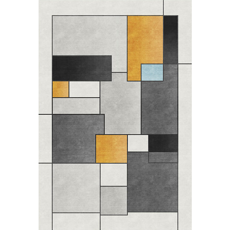 Avtoit | Stylish gray novelty rug polyester geometric pattern rug washable pet-friendly non-slip rug for the living room