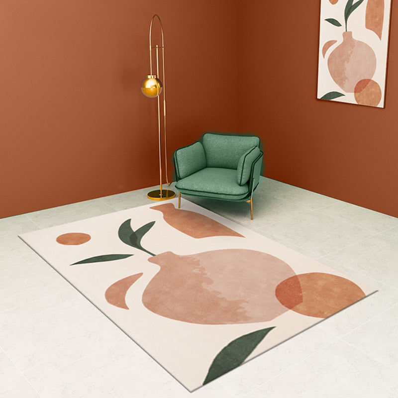 Avtoit | Orange Bottle Pattern Rug Polyester Modern Rug Washable Non-Slip Pet-Friendly Rug for the Living Room