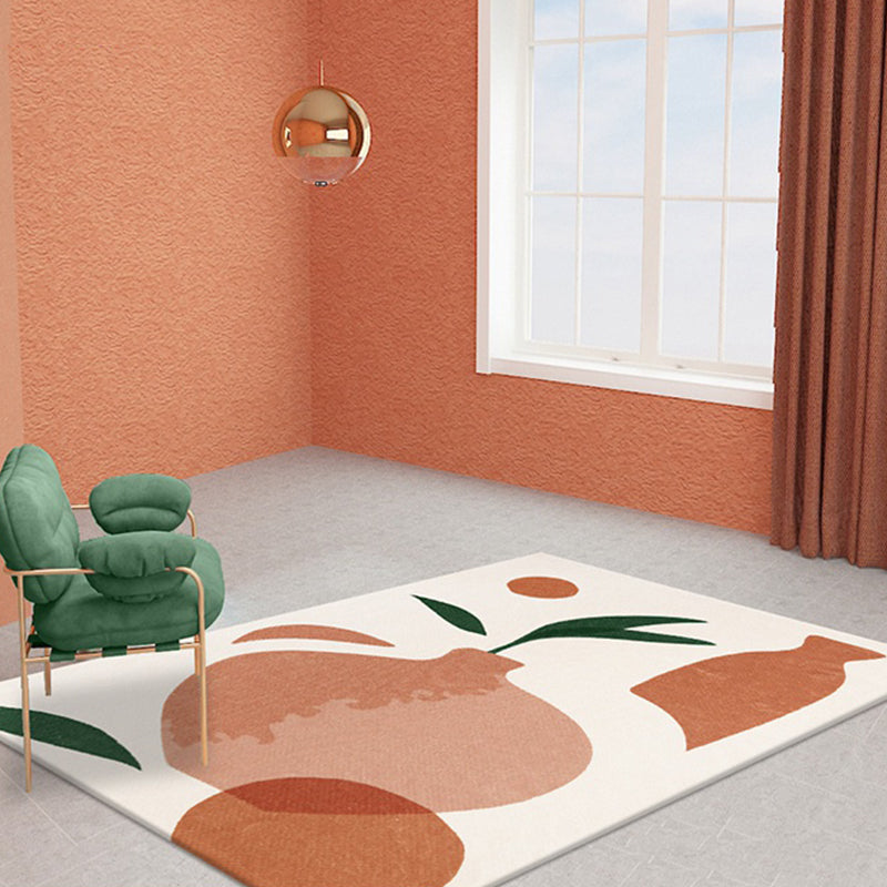 Avtoit | Orange Bottle Pattern Rug Polyester Modern Rug Washable Non-Slip Pet-Friendly Rug for the Living Room