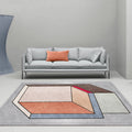 Avtoit | Funky Nordic Rug Gray and Blue 3D Geometric Pattern Rug Pet-Friendly Non-Slip Washable Area Rug for Decoration