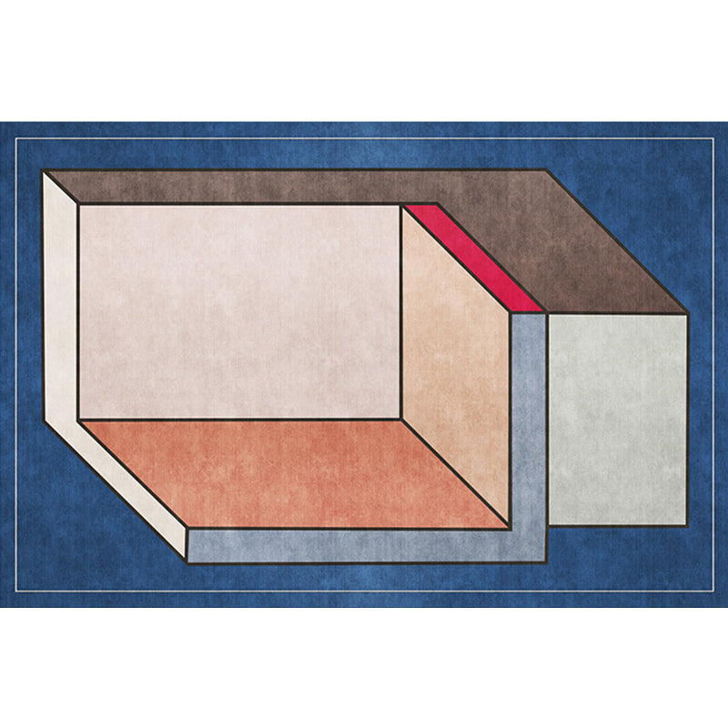 Avtoit | Funky Nordic Rug Gray and Blue 3D Geometric Pattern Rug Pet-Friendly Non-Slip Washable Area Rug for Decoration