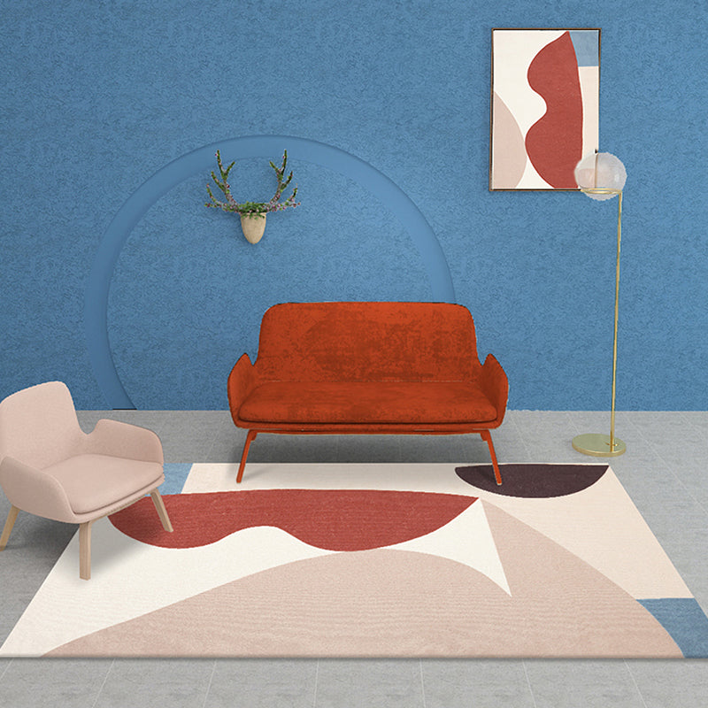 Avtoit | Unique Multicolor Modernist Carpet Polyester Color Block Carpet Washable Pet Friendly Non-Slip Rug for Living Room