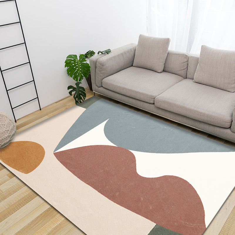 Avtoit | Unique Multicolor Modernist Carpet Polyester Color Block Carpet Washable Pet Friendly Non-Slip Rug for Living Room