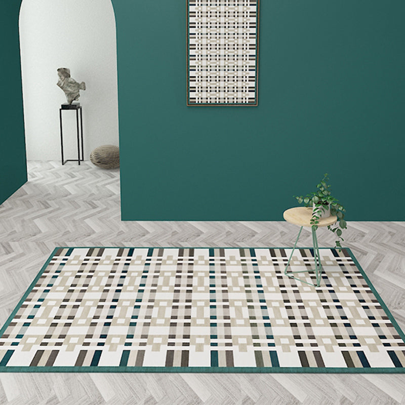 Avtoit | Simple Multicolor Modernist Carpet Polyester Geometric and Checkered Pattern Carpet Washable Pet-Friendly Non-Slip Carpet for the Living Room