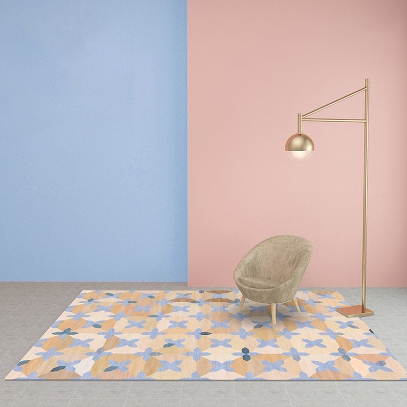 Avtoit | Simple Multicolor Modernist Carpet Polyester Geometric and Checkered Pattern Carpet Washable Pet-Friendly Non-Slip Carpet for the Living Room