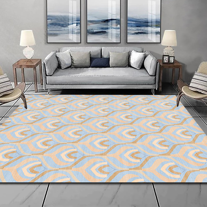 Avtoit | Simple Multicolor Modernist Carpet Polyester Geometric and Checkered Pattern Carpet Washable Pet-Friendly Non-Slip Carpet for the Living Room