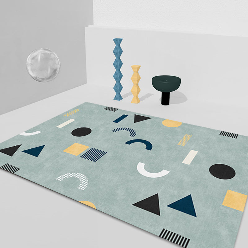 Avtoit | Casual Modernism Area Rug Green Geometric Pattern Area Rug Pet Friendly Non-Slip Washable Area Rug for Decoration
