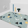 Avtoit | Casual Modernism Area Rug Green Geometric Pattern Area Rug Pet Friendly Non-Slip Washable Area Rug for Decoration