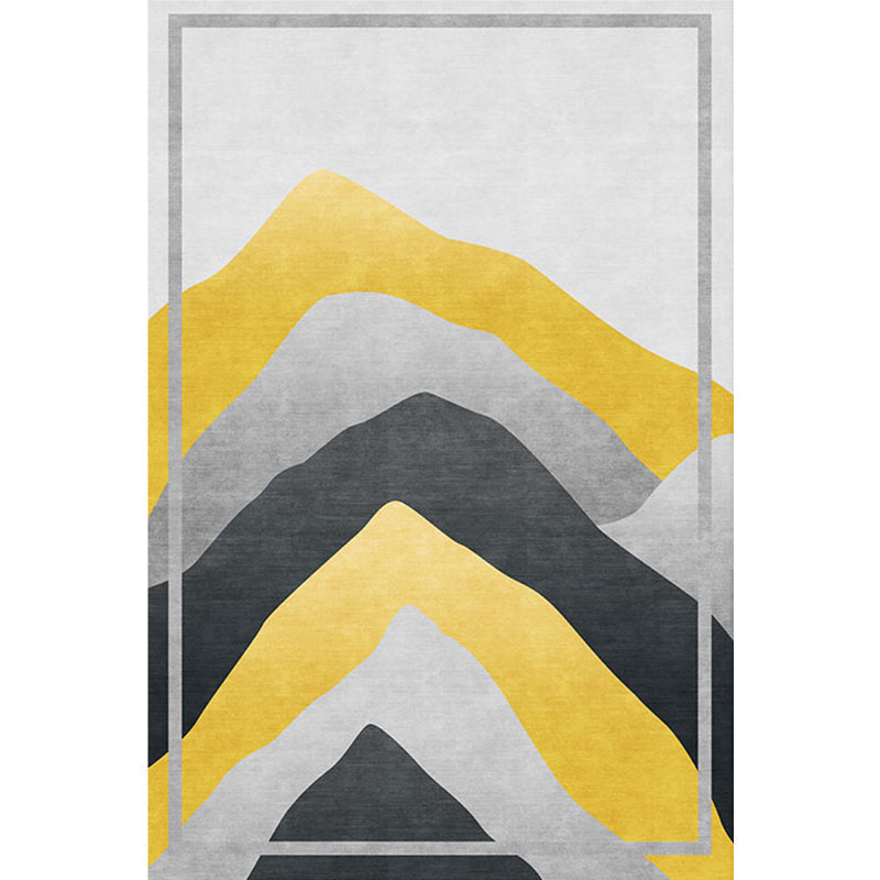 Avtoit | Gray and Yellow Color Block Carpet Polyester Modern Carpet Washable Non-Slip Pet-Friendly Carpet for the Living Room