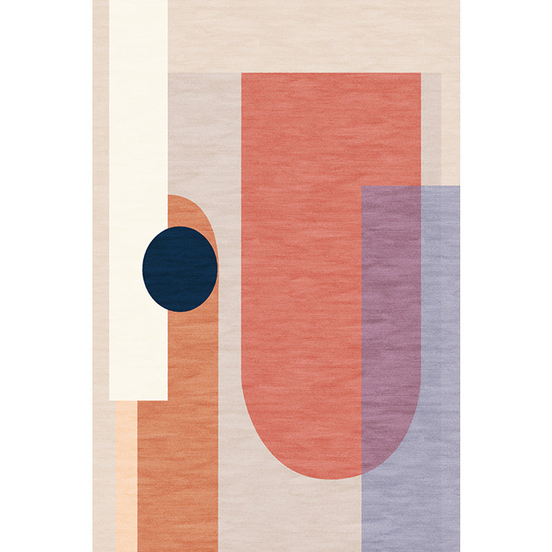 Avtoit | Modernist Color Block Carpet Blue and Orange Polyester Carpet Non-Slip Back Washable Pet Friendly Rug for Home