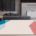 Avtoit | Modernist Color Block Carpet Blue and Orange Polyester Carpet Non-Slip Back Washable Pet Friendly Rug for Home