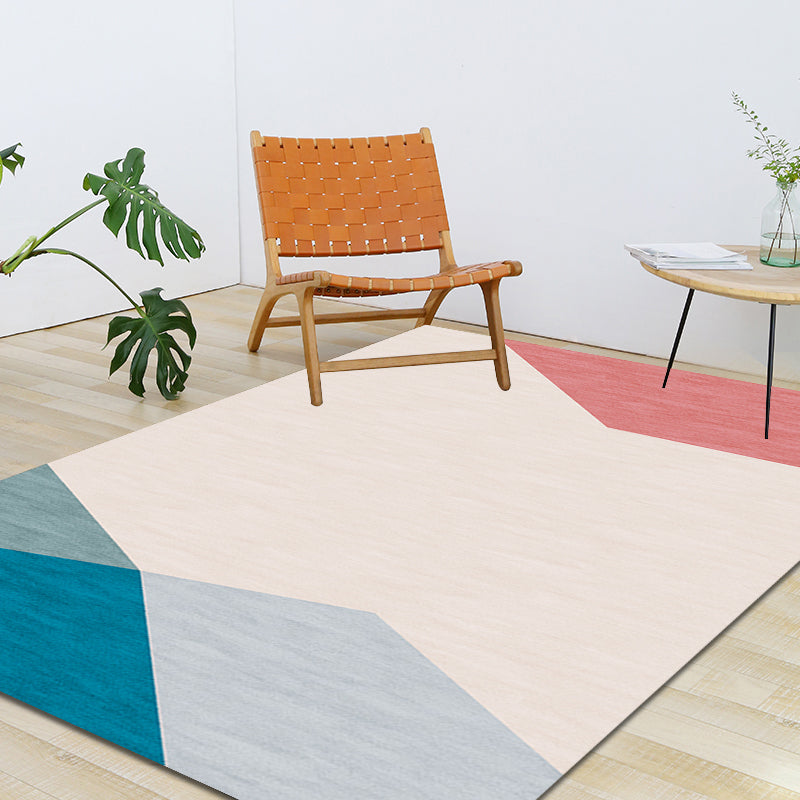 Avtoit | Modernist Color Block Carpet Blue and Orange Polyester Carpet Non-Slip Back Washable Pet Friendly Rug for Home