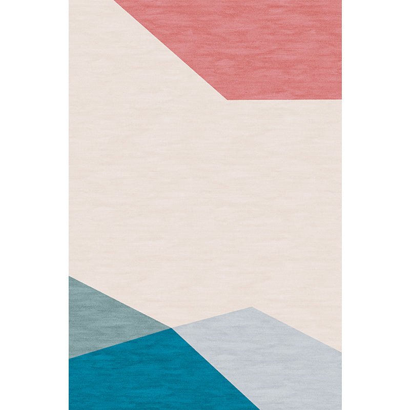 Avtoit | Modernist Color Block Carpet Blue and Orange Polyester Carpet Non-Slip Back Washable Pet Friendly Rug for Home