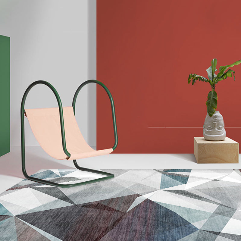 Avtoit | Gray geometric pattern rug polyester modern rug washable non-slip pet-friendly rug for the living room
