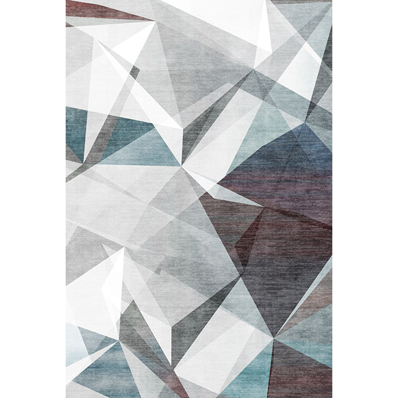 Avtoit | Gray geometric pattern rug polyester modern rug washable non-slip pet-friendly rug for the living room