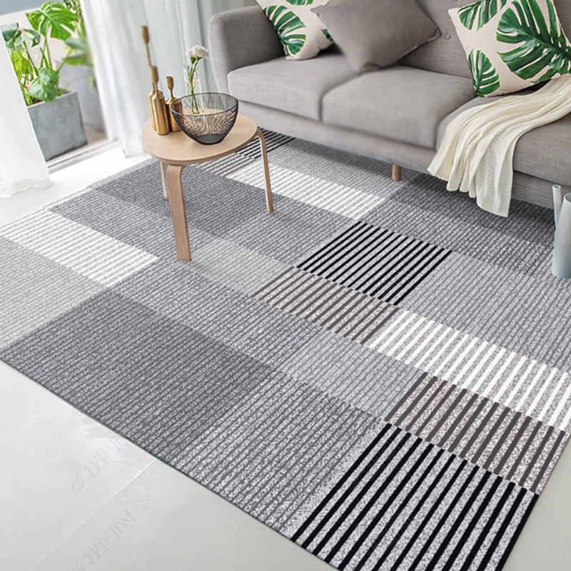 Avtoit | Modernist striped pattern carpet light gray and pink polyester rug non-slip back washable pet-friendly rug for home