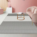 Avtoit | Modernist striped pattern carpet light gray and pink polyester rug non-slip back washable pet-friendly rug for home