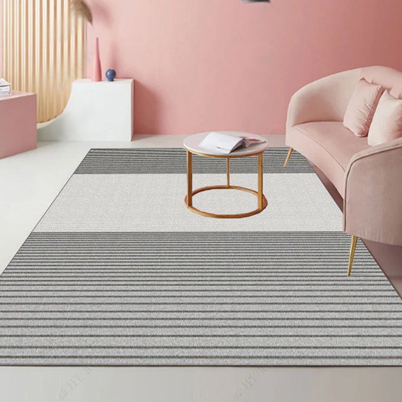 Avtoit | Modernist striped pattern carpet light gray and pink polyester rug non-slip back washable pet-friendly rug for home