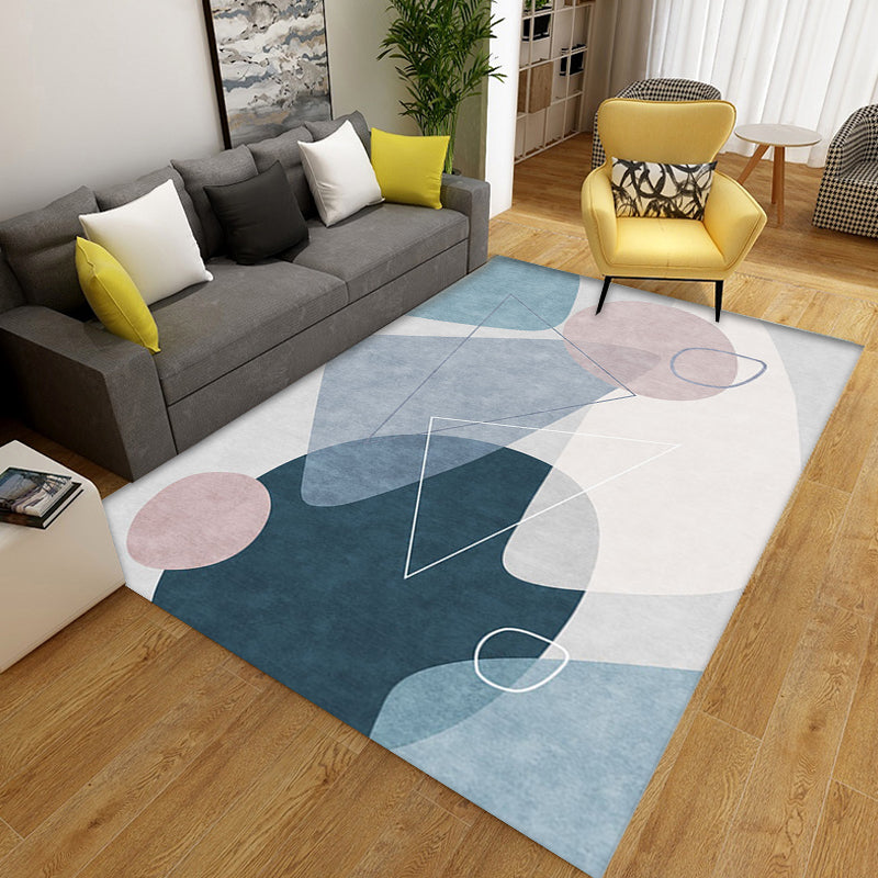 Avtoit | Green and Gray Color Block Carpet Polyester Modern Carpet Washable Non-Slip Pet-Friendly Area Rug for the Living Room