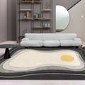 Avtoit | Modernist Color Block Carpet Black and White Polyester Rug Non-Slip Back Washable Pet Friendly Area Rug for Home