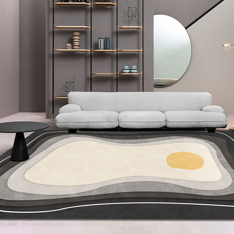 Avtoit | Modernist Color Block Carpet Black and White Polyester Rug Non-Slip Back Washable Pet Friendly Area Rug for Home