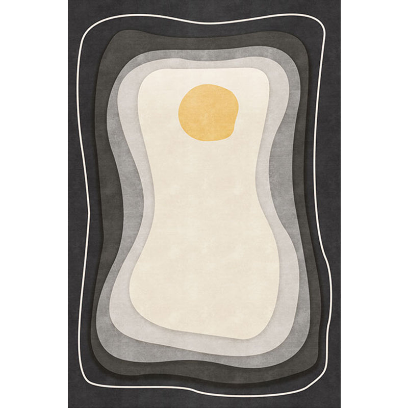 Avtoit | Modernist Color Block Carpet Black and White Polyester Rug Non-Slip Back Washable Pet Friendly Area Rug for Home
