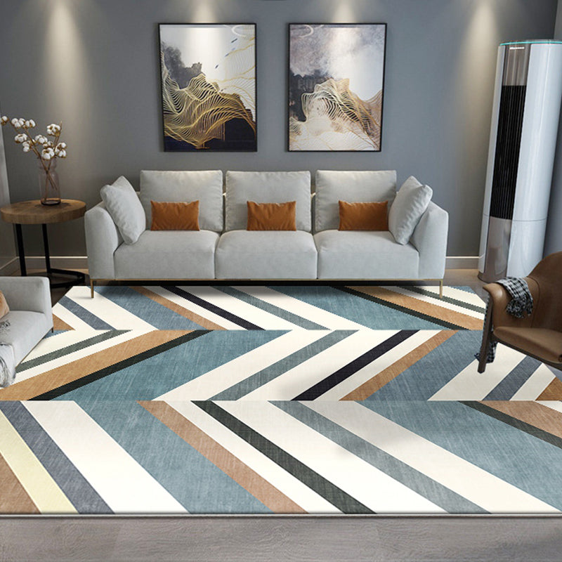 Avtoit | Casual Modernism Rug Green and Brown Striped Pattern Rug Pet Friendly Non-Slip Washable Rug for Decoration