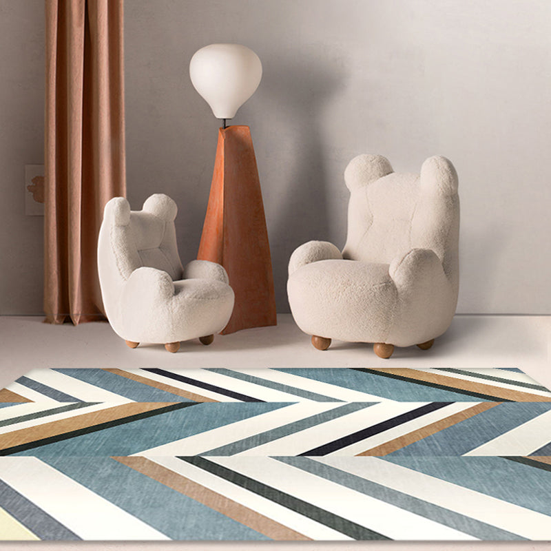 Avtoit | Casual Modernism Rug Green and Brown Striped Pattern Rug Pet Friendly Non-Slip Washable Rug for Decoration