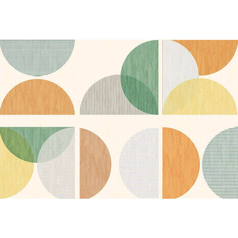 Avtoit | Modernist Geometric Pattern Rug with Strips Multicolor Polyester Rug Non-Slip Back Washable Pet Friendly Carpet for Home