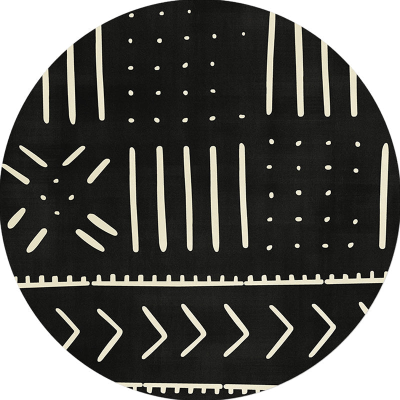 Avtoit | Modernist geometric pattern rug with stripes black and yellow polyester rug non-slip backing washable pet-friendly rug for the bedroom