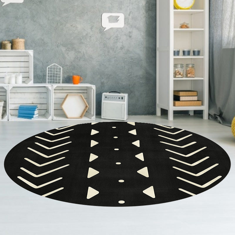 Avtoit | Modernist geometric pattern rug with stripes black and yellow polyester rug non-slip backing washable pet-friendly rug for the bedroom