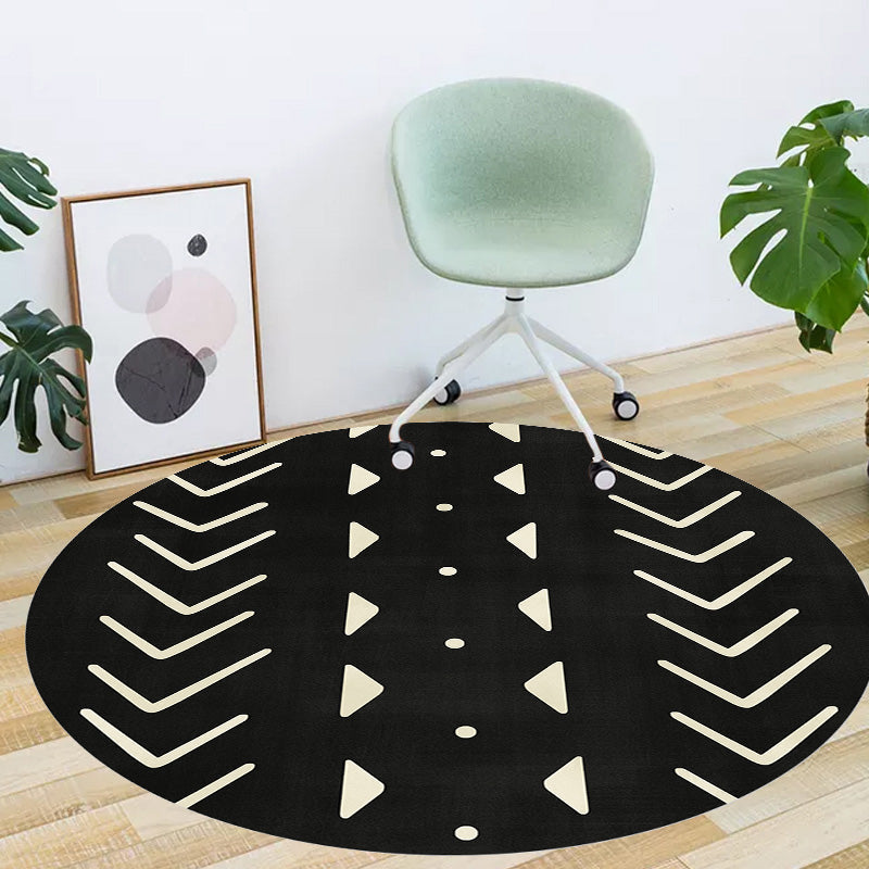 Avtoit | Modernist geometric pattern rug with stripes black and yellow polyester rug non-slip backing washable pet-friendly rug for the bedroom