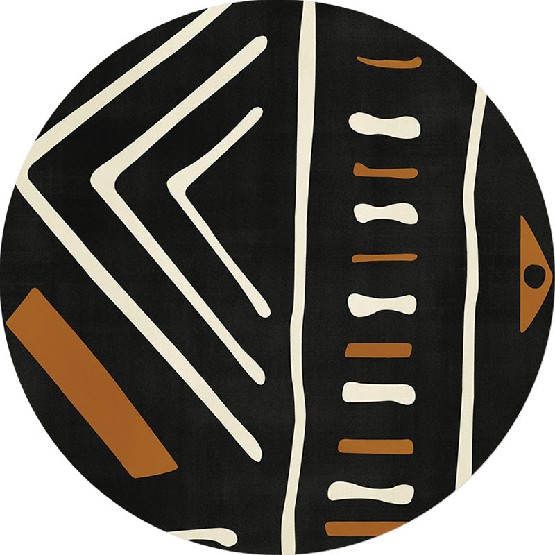 Avtoit | Modernist geometric pattern rug with stripes black and yellow polyester rug non-slip backing washable pet-friendly rug for the bedroom