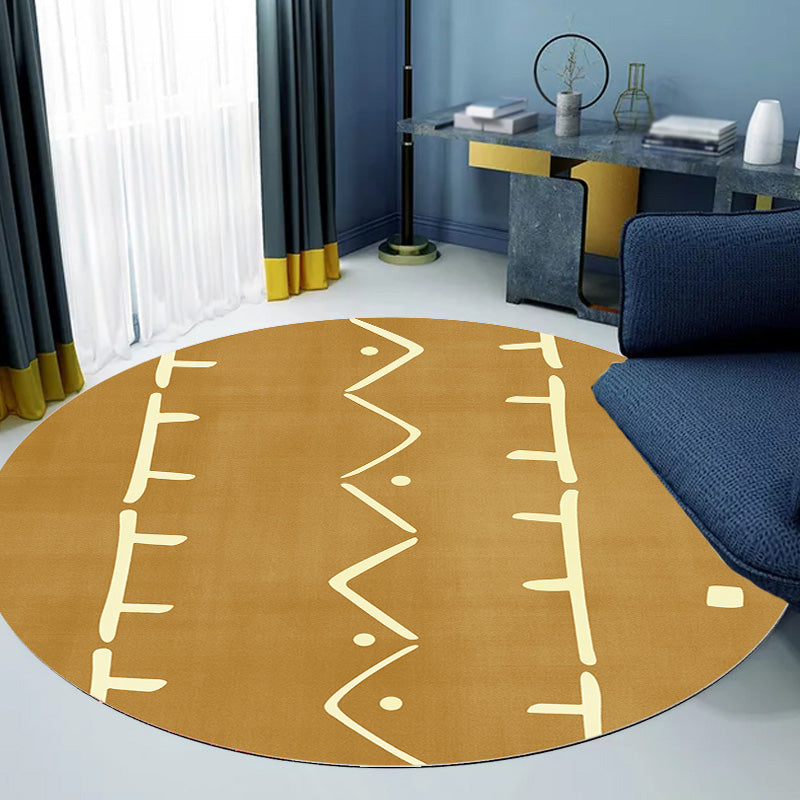 Avtoit | Modernist geometric pattern rug with stripes black and yellow polyester rug non-slip backing washable pet-friendly rug for the bedroom