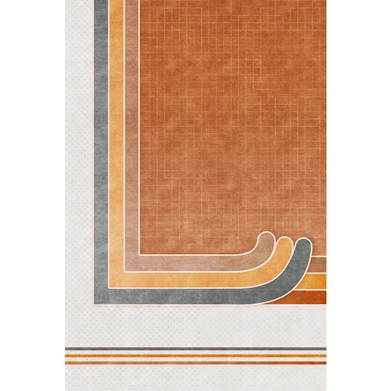 Avtoit | Novelty Geometric Pattern Rug with Checkered Pattern Orange Polyester Rug Non-Slip Back Washable Pet-Friendly Rug for Home