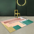 Avtoit | Modern Color Block Area Rug Green and Red Polyester Rug Non-Slip Back Washable Pet Friendly Carpet for Home