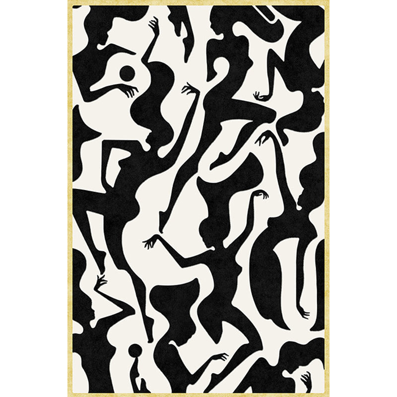 Avtoit | Stylish Nordic Rug Black and White Abstract Rug Pet-Friendly Non-Slip Washable Rug for Decoration