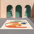 Avtoit | Orange Abstract Carpet Polyester Modern Carpet Washable Non-Slip Pet-Friendly Carpet for the Living Room