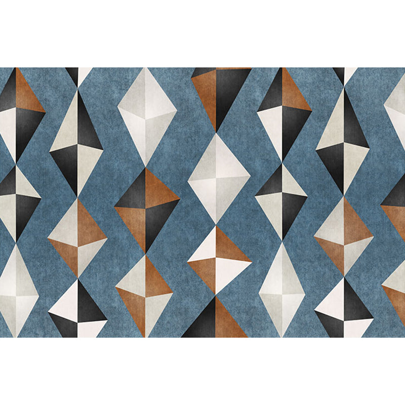 Avtoit | Novelty Geometric Pattern Carpet Blue Polyester Carpet Anti-Slip Back Washable Pet Friendly Area Rug for Home