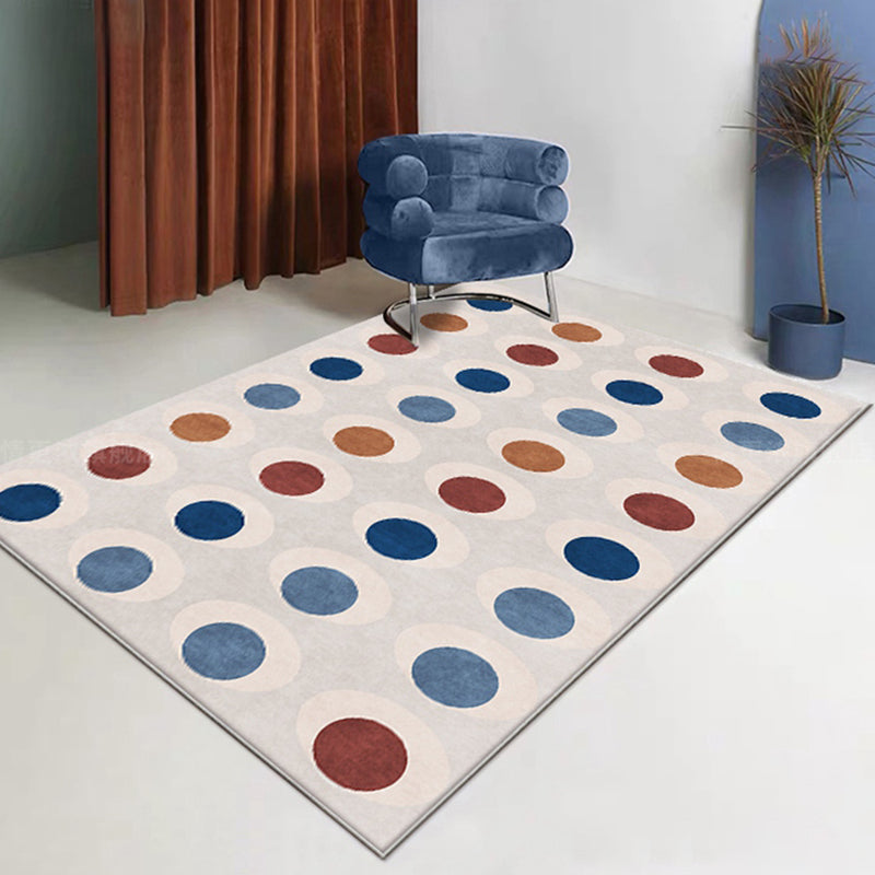 Avtoit | Novelty Circles Pattern Rug Multicolor Polyester Rug Non-Slip Back Washable Pet-Friendly Rug for Home