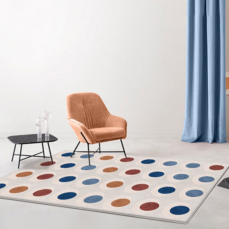 Avtoit | Novelty Circles Pattern Rug Multicolor Polyester Rug Non-Slip Back Washable Pet-Friendly Rug for Home