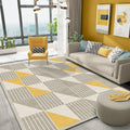 Avtoit | Simple Modernism Rug Yellow Geometric and Striped Pattern Pet-Friendly Non-Slip Washable Rug for Decoration