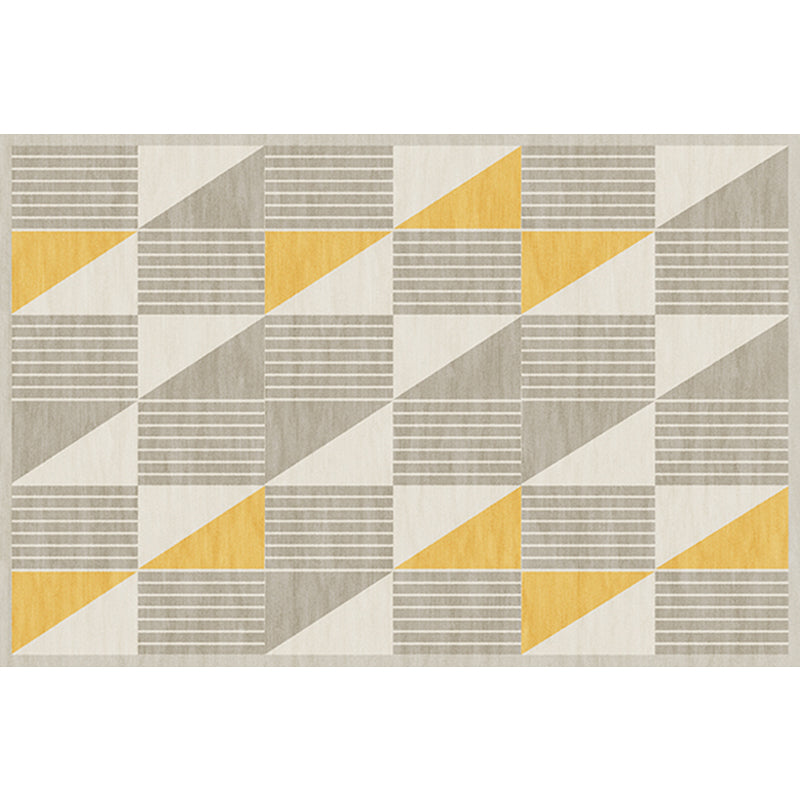 Avtoit | Simple Modernism Rug Yellow Geometric and Striped Pattern Pet-Friendly Non-Slip Washable Rug for Decoration