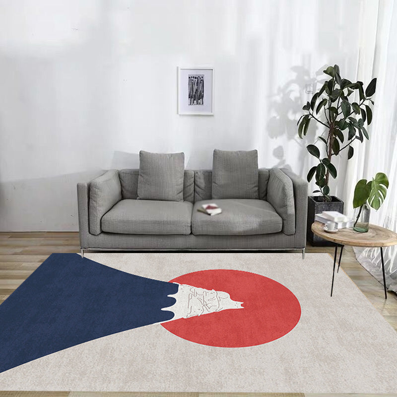 Avtoit | Navy Blue Multi-Pattern Rug Polyester Oriental Rug Washable Non-Slip Pet-Friendly Area Rug for the Living Room