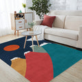 Avtoit | Navy Blue Multi-Pattern Rug Polyester Oriental Rug Washable Non-Slip Pet-Friendly Area Rug for the Living Room
