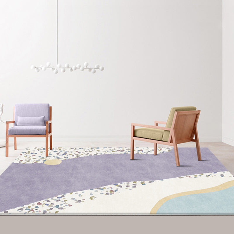 Avtoit | Purple Edged Carpet Polyester Modern Carpet Washable Non-Slip Pet-Friendly Area Rug for the Living Room