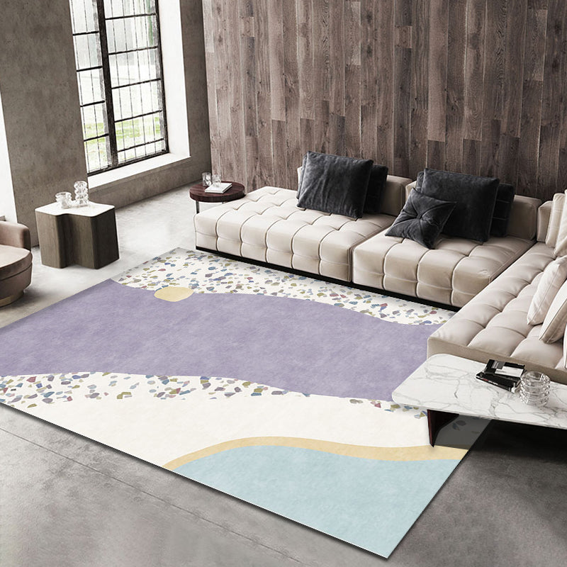 Avtoit | Purple Edged Carpet Polyester Modern Carpet Washable Non-Slip Pet-Friendly Area Rug for the Living Room