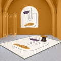 Avtoit | Novelty Abstract Rug Beige Polyester Rug Non-Slip Underlay Washable Pet-Friendly Carpet for Home