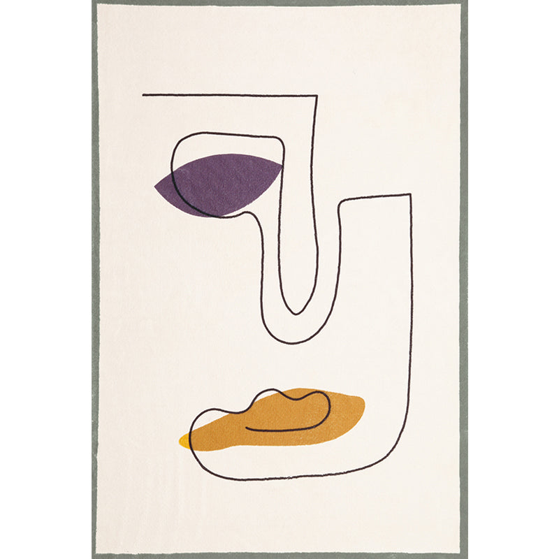 Avtoit | Novelty Abstract Rug Beige Polyester Rug Non-Slip Underlay Washable Pet-Friendly Carpet for Home