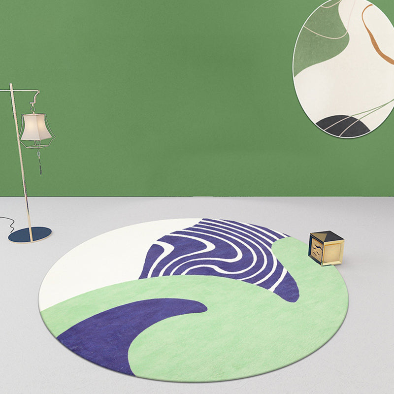 Avtoit | Stylish Green Modernist Carpet Polyester Color Block Carpet Washable Pet-Friendly Non-Slip Carpet for Living Room